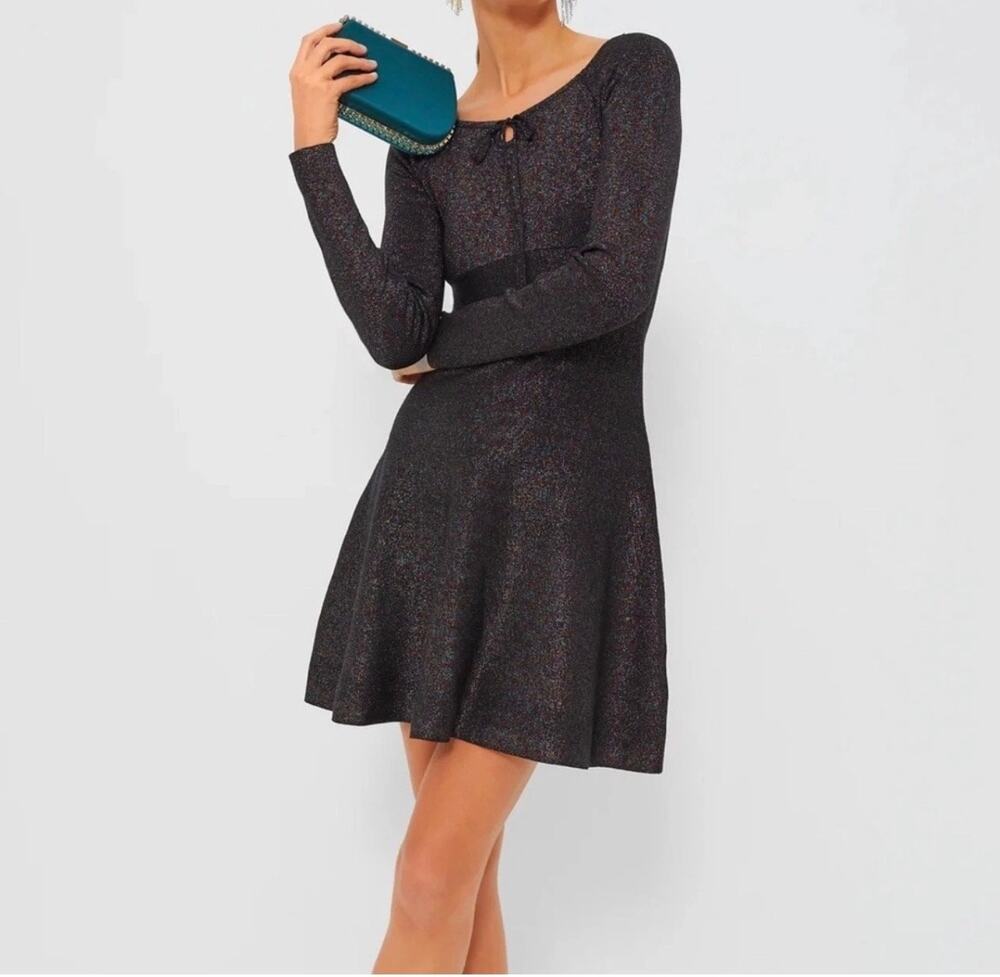 TUCKERNUCK Hyacinth House Black Metallic Selena Knit Mini Dress NWT Size Large